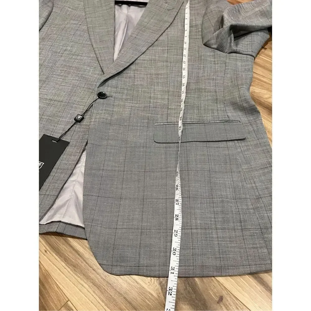 Stacy Adams NWT Men's Grey Single Breasted Suit Jacket Blazer Size 50R